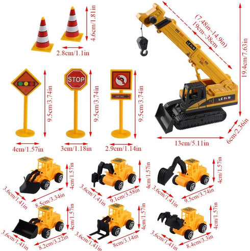 RUIYDZ 28pcs Construction Cake Topper Birthday Cake Toppers Construction Birthday Party Supplies Large Crane Excavator