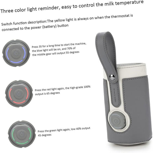 Yardwe Portable USB Bottle Warmer Bag Intelligent Multi Gear Temperature Control the Go Heating for Breastmilk