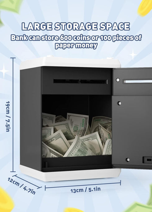 Playsheek Piggy Bank for Girls Boys Large Electronic Money Coin Banks with Password Protection, Automatic Paper Money