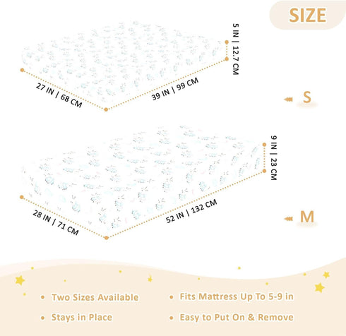 miaozhen 1 Pack 52x28 Cotton Baby Crib Sheets Soft Comfy Cartoon Pink and Blue Bees Playard Mattress Sheets for Nursery