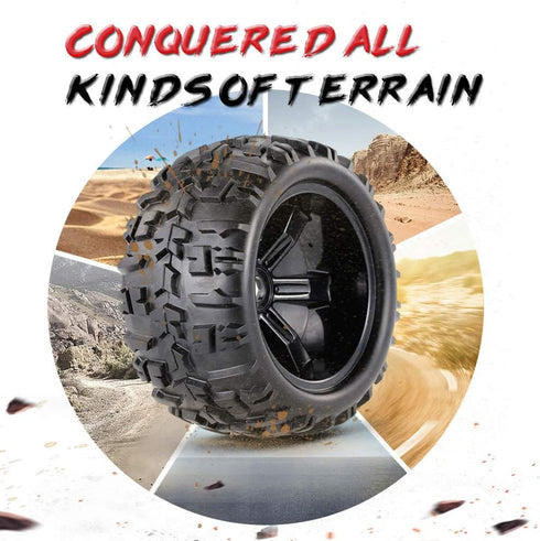 Goolsky 2pcs 3.6 Inch Monster Truck Wheel Rim and Tire for 1/8 Traxxas HSP HPI E-MAXX Savage Flux RC Car