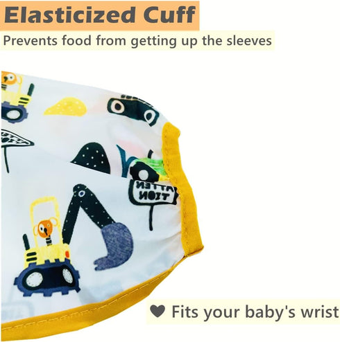 3 Pcs Waterproof Long Sleeves Baby Bibs, Weaning Smock Bib for 3-24 Months
