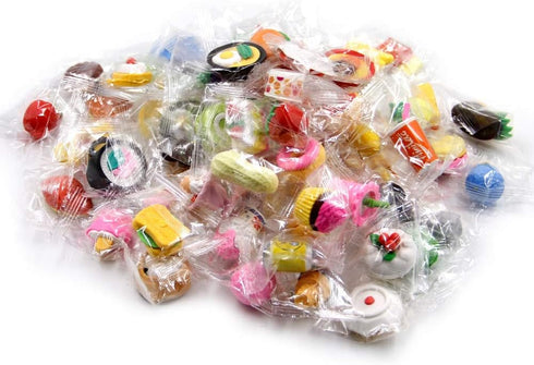 72 Pcs Assorted Food Pencil Erasers Toy Set, Cake Dessert Fruit Puzzle Toys for Kids Reward Party Favors