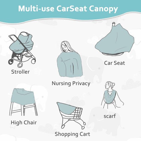 Nursing Cover Breastfeeding, Multi-use Baby Car Seat Covers Boys, Infant Stroller Cover, Stretchy Carseat Canopy, Soft