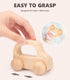 Wooden Baby Cars Toys - 2 PCS Wooden Cars for Toddlers 1-3, Montessori Toys for Babies 0-12 Months, Neutral Nursery