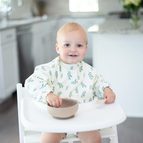 Long Sleeve Baby Bib - Toddler Art Smock Feeding Baby Apron Eating Shirt Waterproof Wearable Full Sleeved Bib