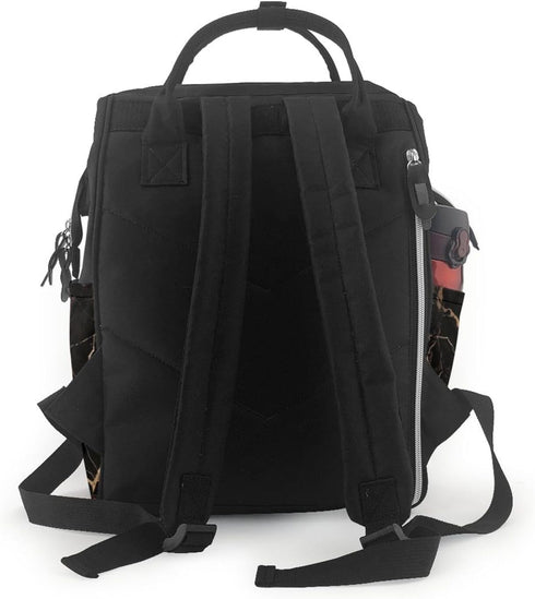 FHEDVBN Backpack Mummy Backpacks Daypack Black Gold Marble Diaper Bag for Women Multifunction Waterproof for Mom Dad