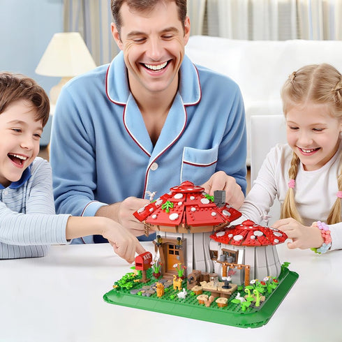 Set 1621pcs RAVAYO Mushroom House Building Blocks - Unique Design Creative Building Toy for Adults and Teens Mini Brick