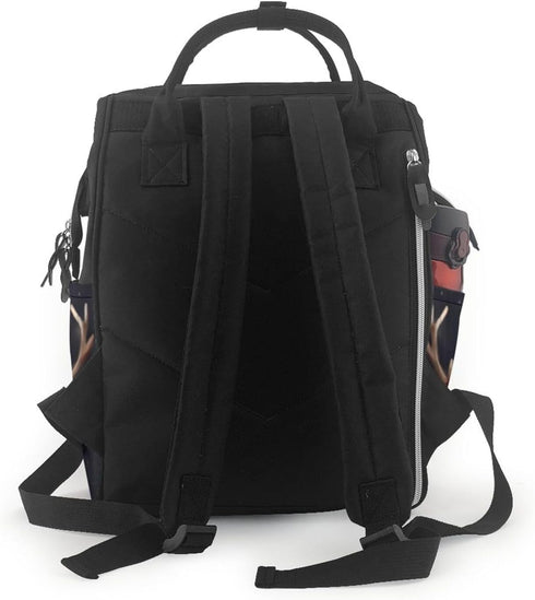 OUSIKA Backpack Daypacks Reindeer Print Diaper Bag Multifunction Laptop Travel Large Nappy Bag, Black, One Size