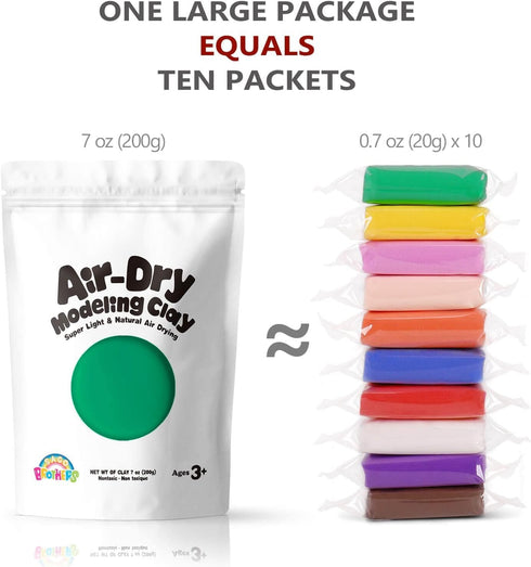 7 oz Sago Brothers Modeling Clay for Kids - Green, Molding Magic Clay for Kids Air Dry, Super Soft Clay for DIY Slime