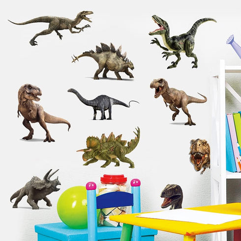 Kiddle 3D Watercolour Dinosaur Kids Wall Stickers, Peel and Stick Removable Wall Decals for Nursery, Bedroom, Living