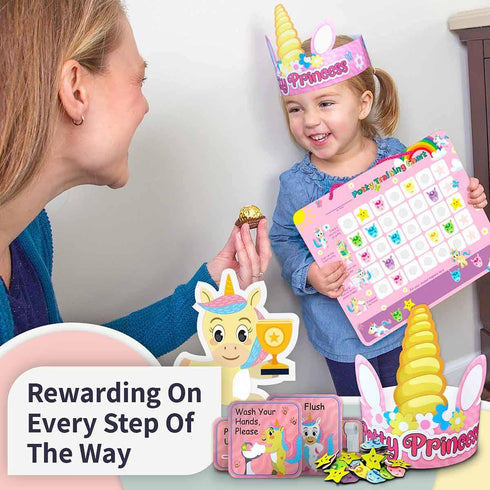 Potty Training Reward Chart, 35 Reusable Stickers, Crown, Instructional Stickers, Unicorn