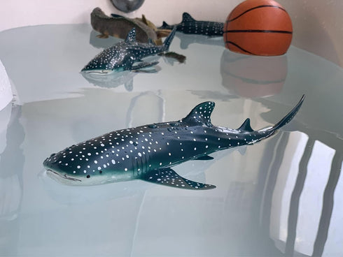 Gemini&Genius Sea Animal Great White Shark and Whale Shark Action Figure Set, Soft Rubber Marine Animal Model Toys for