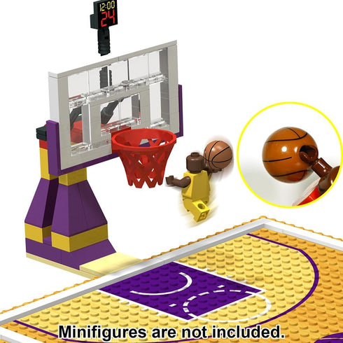 Building Block Education Toy, Basketball Court Baseplates and 2 Basketball Stands for Compatible Brands