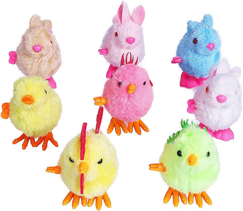 Max Fun 12Pcs Easter Wind Up Toys, Assorted Chicks & Bunny for Easter Party Favors