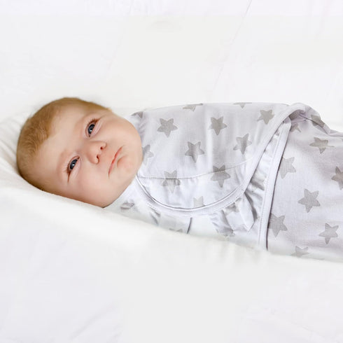 Baby Swaddle Blanket, 2 Pack Newborn Swaddles 0-3 Months, Easy Change Infant Wrap, Adjustable Swaddle Sack (Brown Stars)