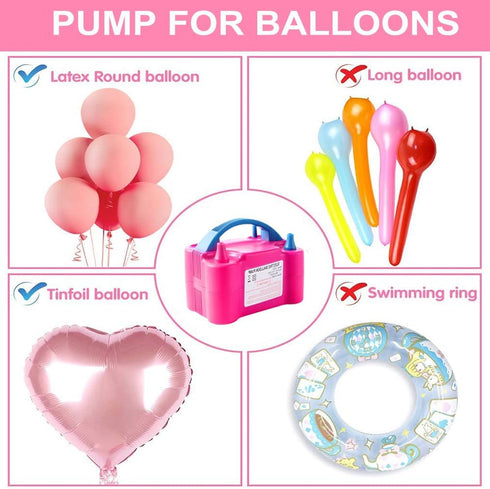 Electric Balloon Pump, 110V-120V Portable Dual Nozzle Blower with Balloons, Tying Tools for Party Decorations