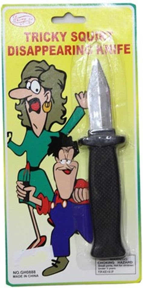 2 PCS Retractable Knife Joke Trick Halloween Props, Disappearing Dagger Fake Plastic Blade