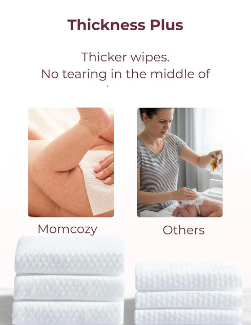 Momcozy 99% 8 Packs (480 Baby Wipes-Extra Large Size Design, Water Based, Unscented & Hypoallergenic, Cleansing