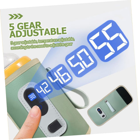 Portable Bottle Warmer with Digital Display Adjustable Temperature Control Lightweight Thermal Bag for Travel