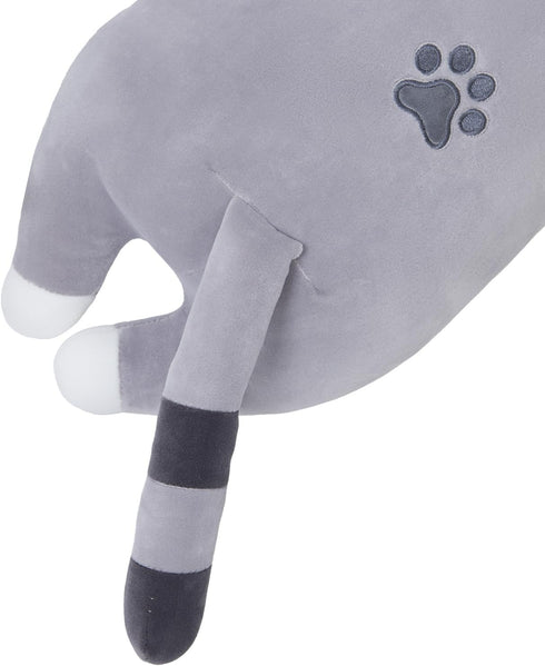 Yeqivo Girlfriend(110cm/43.3inch) Soft Cat Plush Pillow, Grey Long Cat Stuffed Animals Soft Long Kitten Plushies Kawaii