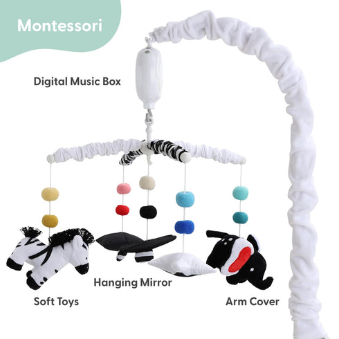 The Peanutshell Baby Crib Mobile for Boys & Girls, Musical, Montessori Nursery Mobiles, Black and White Crib Decor