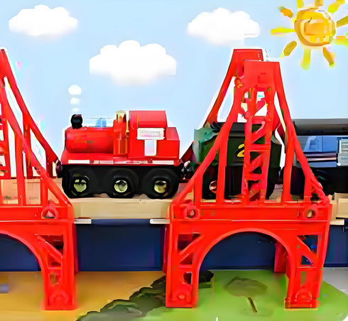 OrgMemory 3 Wooden Train Bridges, Suspension Bridge, Wooden Train Track Accessories, Wood Train Track, Train Tracks
