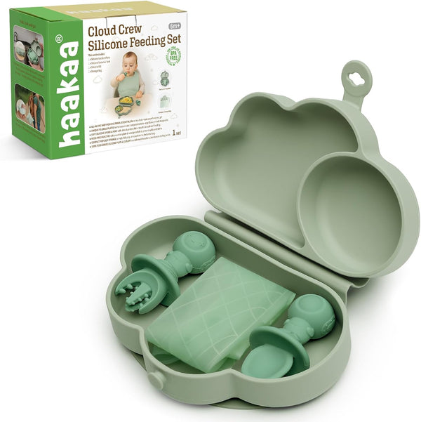 haakaa Cloud Crew Silicone Travel Baby Feeding Set with Foldable Suction Baby