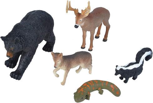 Wild Republic Skunk, Black Bear, Deer, Coyote, Salamander - Educational Wilderness Polybag Toys, 5-Pieces Set