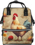 DWVTSLH Art Chicken Animal Painting Diaper Bag Backpack Multifunction Nappy Bags Waterproof Mummy