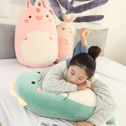 Cute Dinosaur Plush Hugging Pillow, Soft Stuffed Animal Throw Pillow, Cartoon Plushie Sleeping Pillow for Kids
