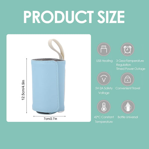 ViaGasaFamido Baby Bottle Warmer, Portable Car Travel Bottle Warmer USB Milk Heat Keeper for Indoor Outdoor Shopping