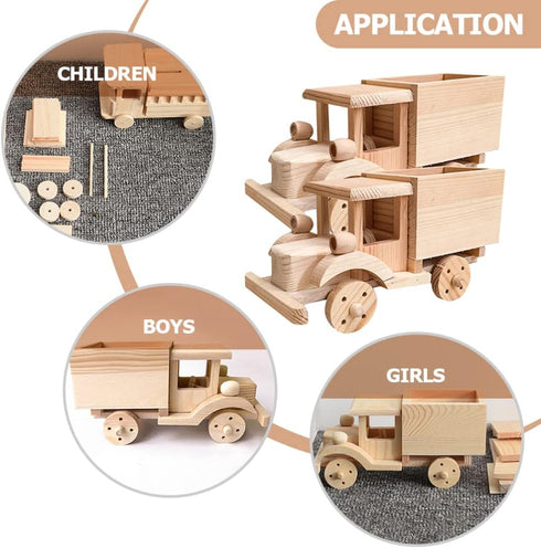 Kisangel Christmas Decorations - 2 Sets Wooden Car Model 3D Unfinished Puzzles Build Car Kit for Home Ornaments