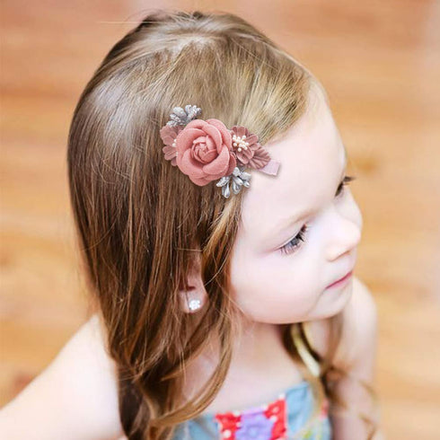 Cherrboll Flower Hair Clips Set, 3pcs Floral Hair Bow Accessories for Baby Girl, Toddler, Teen Gifts.