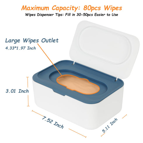 Wipes Dispenser, Wipe Holder for Baby & Adult, Seposeve Refillable Wipe Container, Keeps Wipes Fresh, One-Handed