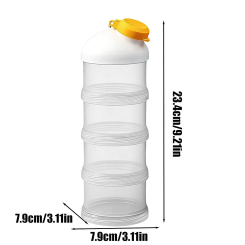 Generic 4 Formula Travel Container - Layer Stackable Airtight Reusable Storage for Feeding | Compact Organizer
