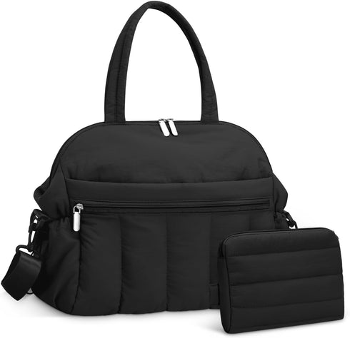 FullWoyi Diaper Bag Tote, Puffer Diaper Tote Bags Crossbody Hospital Bag Travel Large