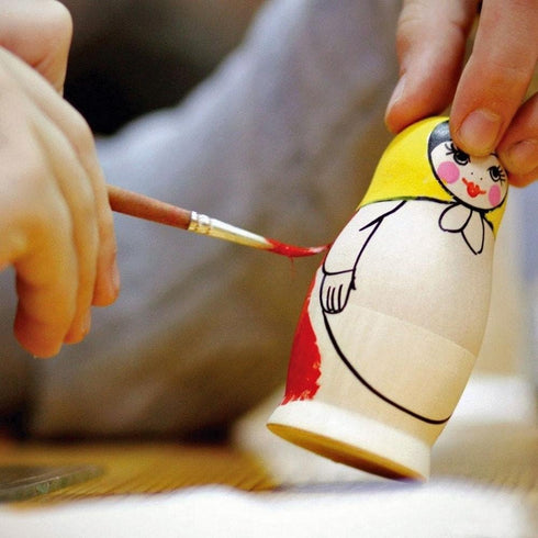 BestPysanky Set of 5 Unfinished Wooden Nesting Dolls - DIY Craft Blanks for Painting, 5.75 Inches