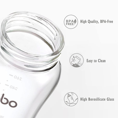 YOHKOH Natural Glass Baby Bottle, Anti-Colic Newborn Bottles with Natural Response Nipple, Clear 3.4oz (Pack of 4)
