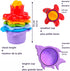 TECHNOK Baby Bath Toys for Toddlers, 12 pcs Rainbow Stacking Cups, Bath Boats, Train, Watering Can, Sea Animal Shapes