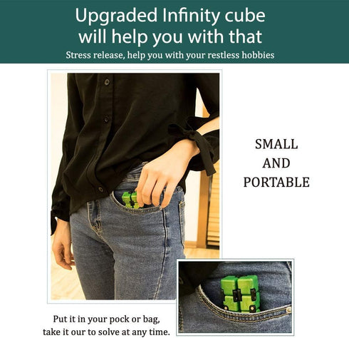 QIYI Little Golden Elephant Upgraded Infinity Cube Fidget Toy, Stress Relief Mini Gadget, Artistic Design (Emerald