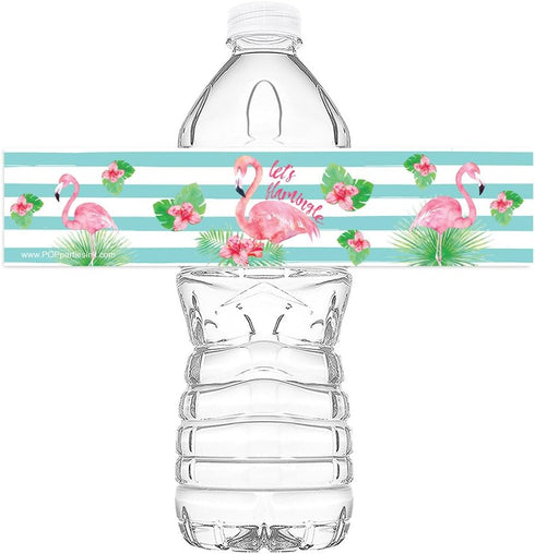 Flamingle Bottle Wraps, Set of 20 Flamingo Water Bottle Labels, Made in The USA
