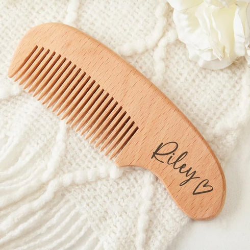 DOYOUWE Set Personalized Baby Hairbrushes, Gently Grooms Baby's Hair, Natural Wooden Hairbrush Baby Brush for Newborns