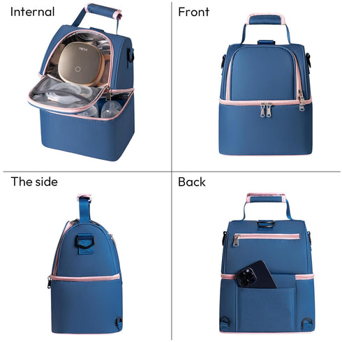 2 Pack 6 NCVI Breastmilk Cooler Bag, Breast Pump Bag with Ice Fits Bottles, Double Layer Breast Milk Cooler Travel Bag