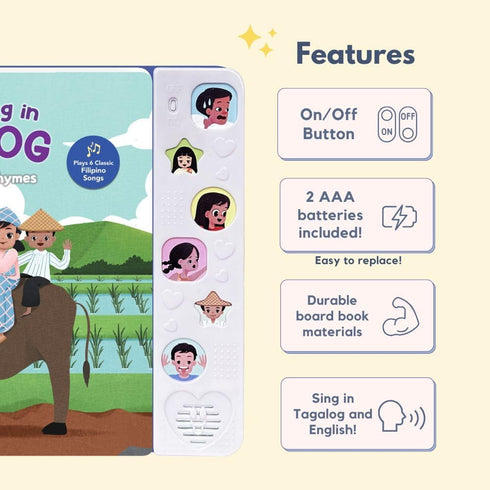 I Love to Sing in Tagalog: Nursery Rhymes, Press and Play Interactive Song Book, Tagalog for Toddlers, Tagalog Baby