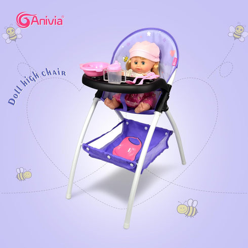 Anivia Baby Doll High Chair, Toy Highchair for Baby Doll with Feeding Tray (Purple)
