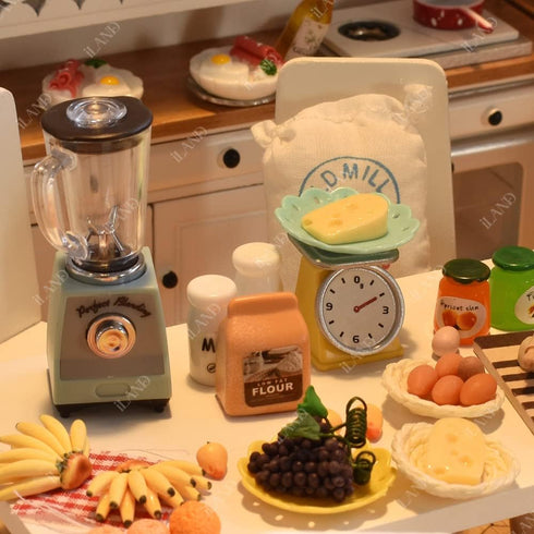 1:12 iLAND Miniature Dollhouse Accessories on Scale, Dollhouse Kitchen Accessories of Mini Blender & Kitchen Scale