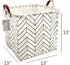 Square Canvas Toy Storage Bins with Handle - Collapsible Organizer for Nursery, Kid's Toy & Laundry (White-Geometric)