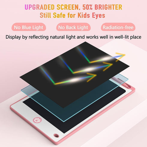 Hockvill LCD Writing Tablet for Kids 8.8 Inch, Drawing Pad for 3-8 Year Olds, Toddler Doodle Board Travel Gift - Pink