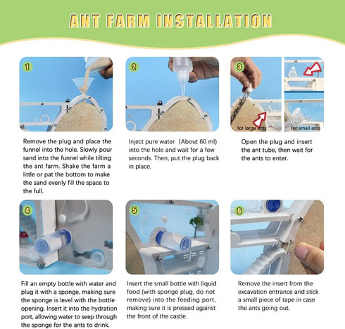 Ant Farm Castle - Ant Farms with Yellow Sand and Tool Kit, Educational Observation Kit for Kids, Adults, Science